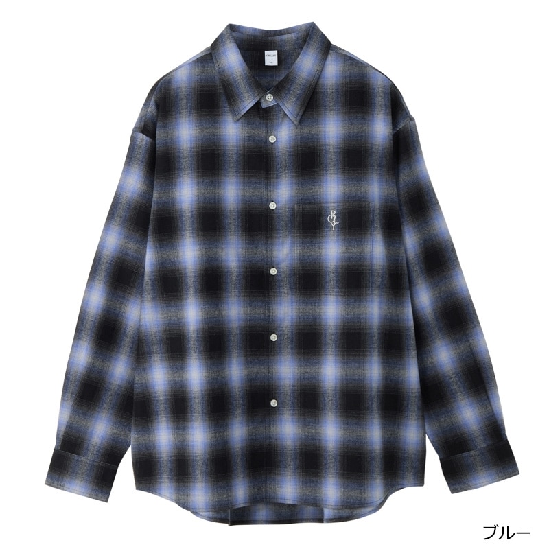 CREALY クリアリー クロップドビッグネルチェックシャツ(ベージュ