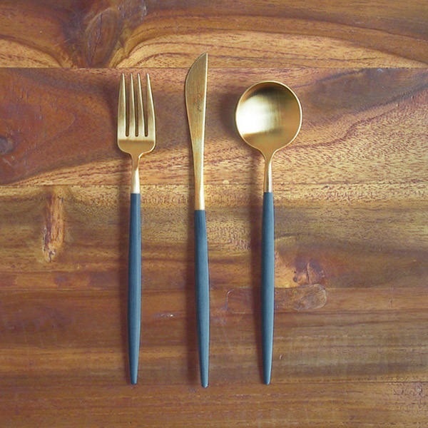 正規品】□クチポール ゴア・ブルー ゴールド デザートセット 3PCS (箱