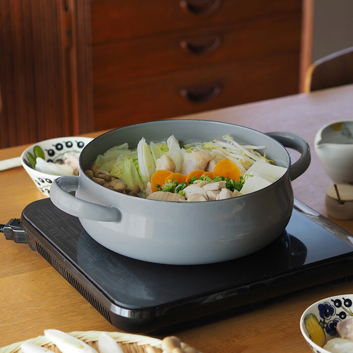 野田琺瑯×天一印 LUKE（ルーク） 浅型キャセロール 25cm グレー | 食器