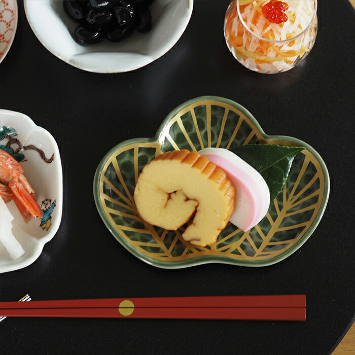 幸楽窯 錦 茶緑金 松葉形 銘々皿 | 食器と料理道具の専門店「プロ