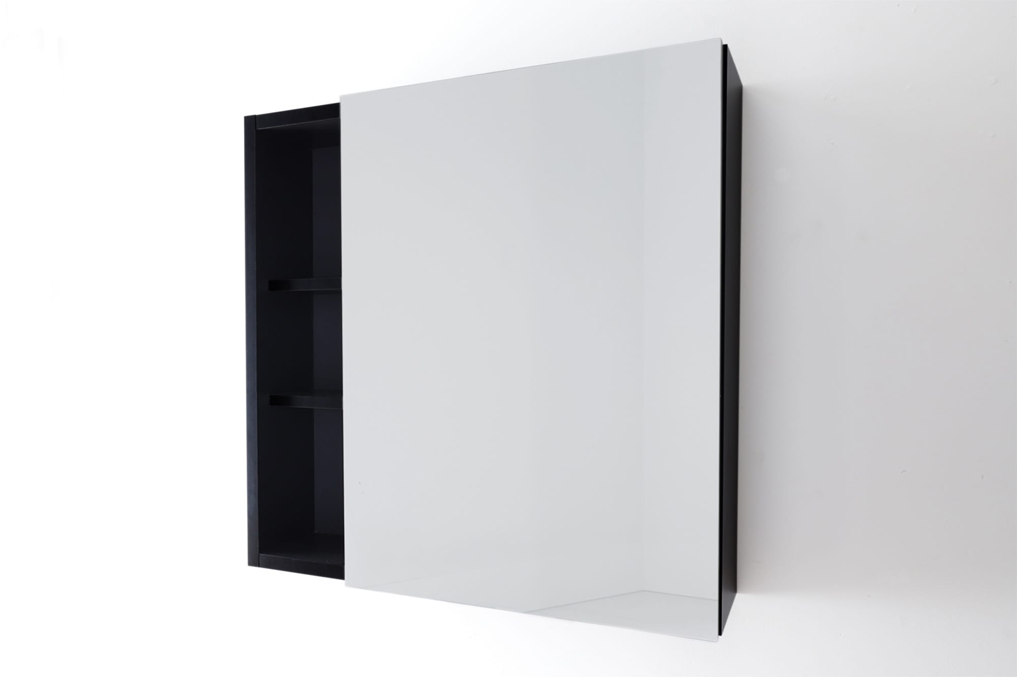 棚付きボックスミラー ブラック | KB-AC018-02-G141 | ミラー | 洗面