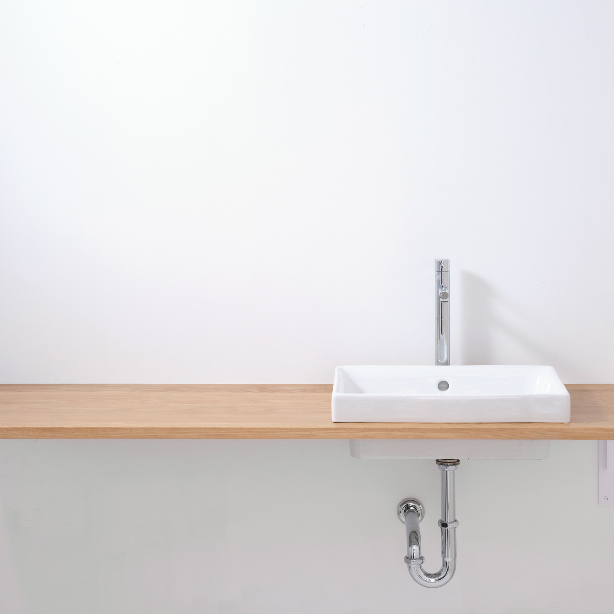 木の洗面カウンター スクエア洗面器 ローライズ 立水栓用 | KB-PR013