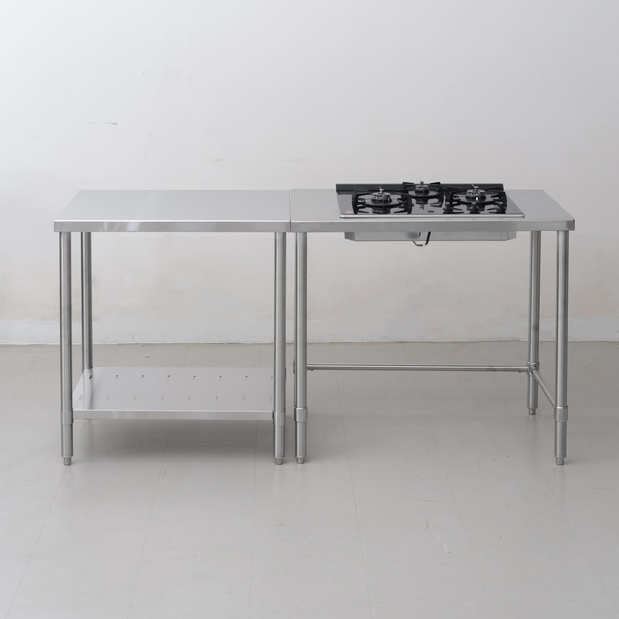 業務用キッチン 調理台 スノコ板 サイズオーダー バックガードあり