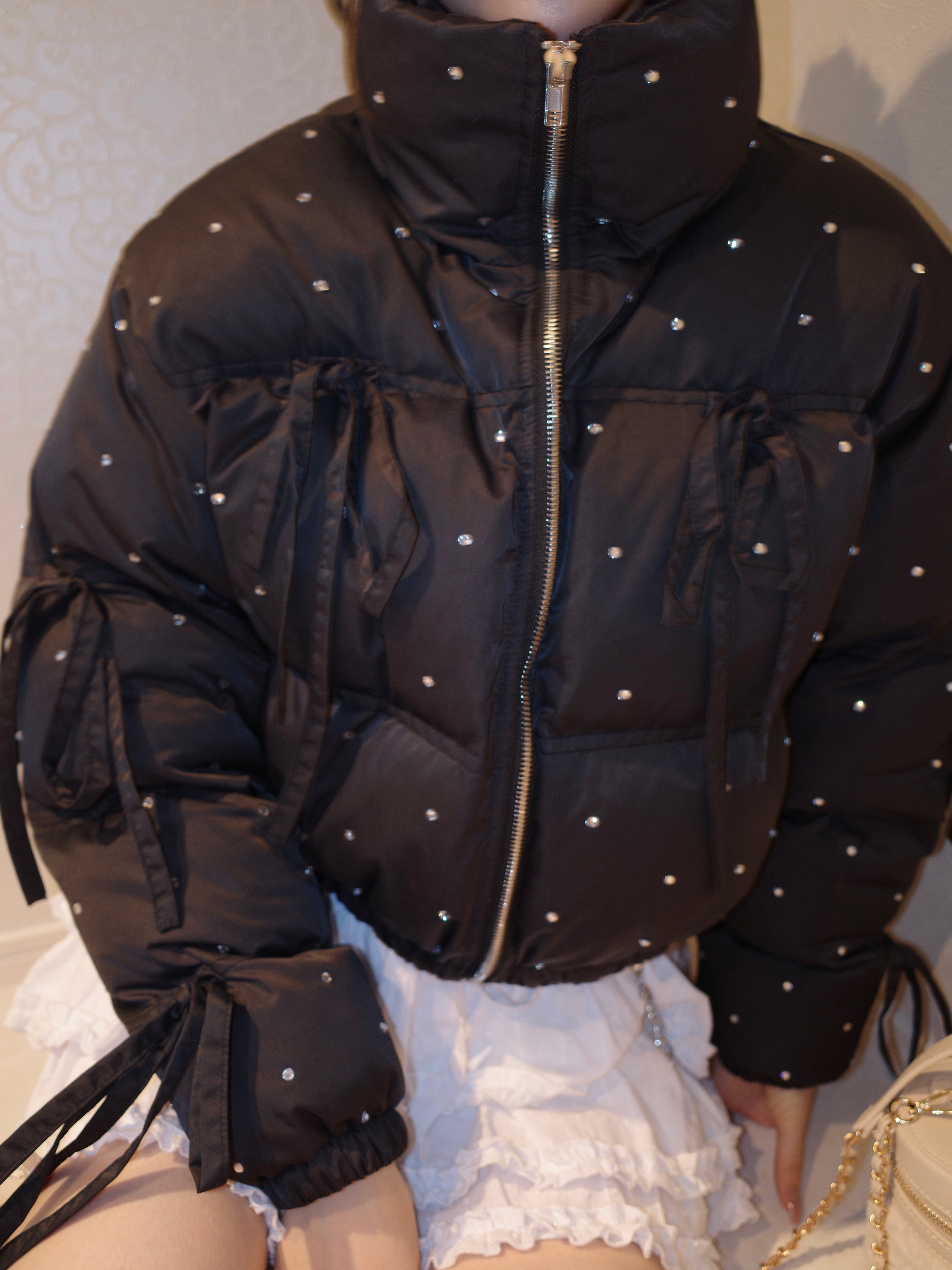 rhinestone ribbon padded jacket – ROUGE by POMME d'amour