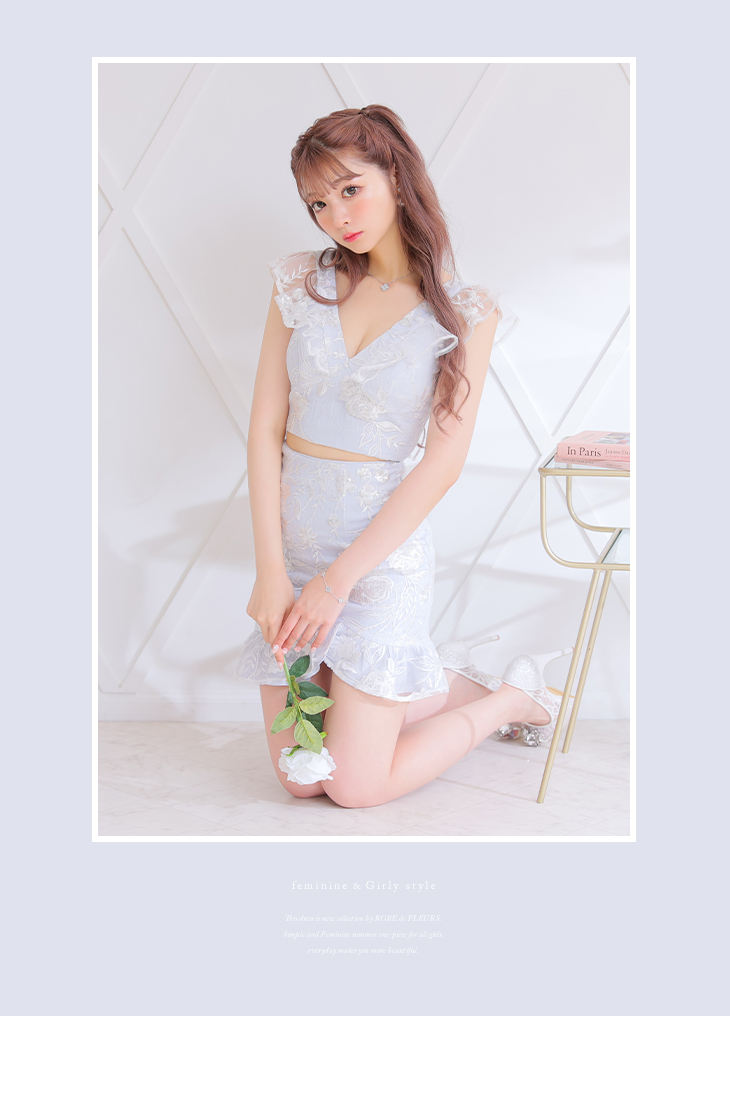 XSサイズあり】スパンコールxフラワーレースセットアップキャバドレス