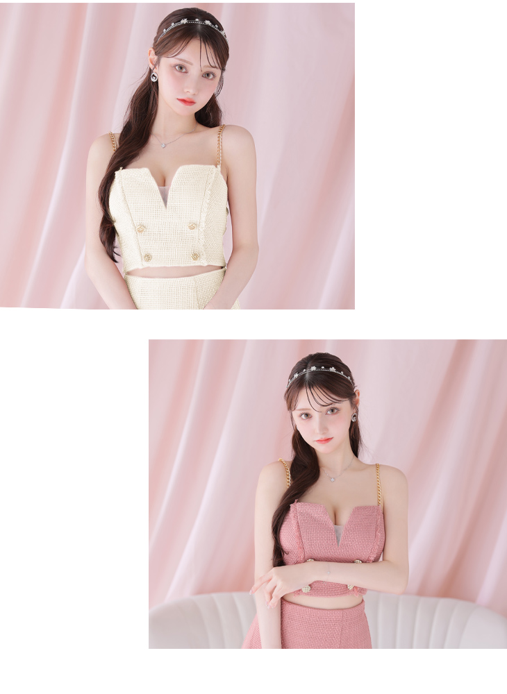 XS～Lサイズあり】ダブルボタンツイードフリンジマーメイド