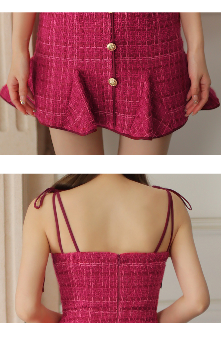 XS～Lサイズあり】ツイードxボタンクラシカルキャバドレス(fm2971)