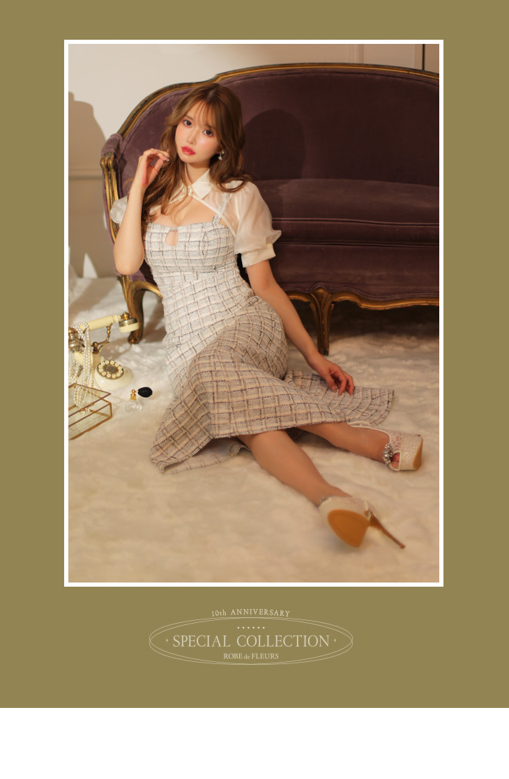 10th SPECIAL COLLECTION Venus Tweed Midi Dress(fm2984)