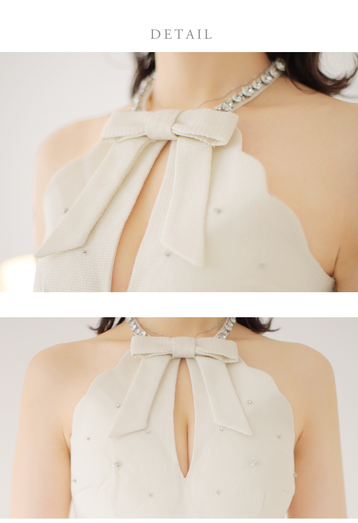 XSサイズあり】ビジューネックリボン×アメスリセットアップキャバ