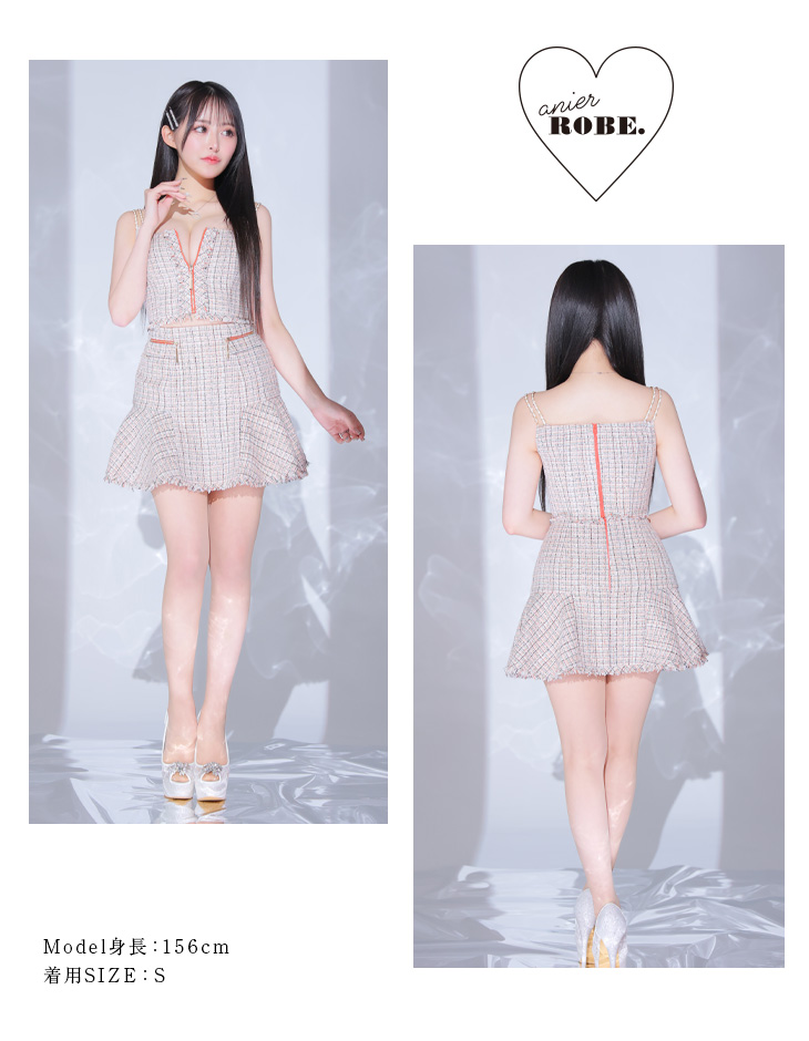 XSサイズあり】setup cami check tweed dress(anier4040)