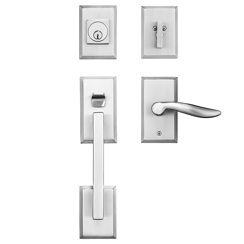 Nickel Zenia Entry Door Handleset | Rockwell Security