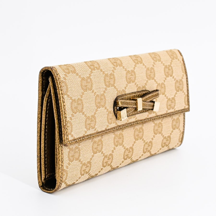 GUCCI✨長財布 GGキャンバス Wホック オレンジブラウン レディース