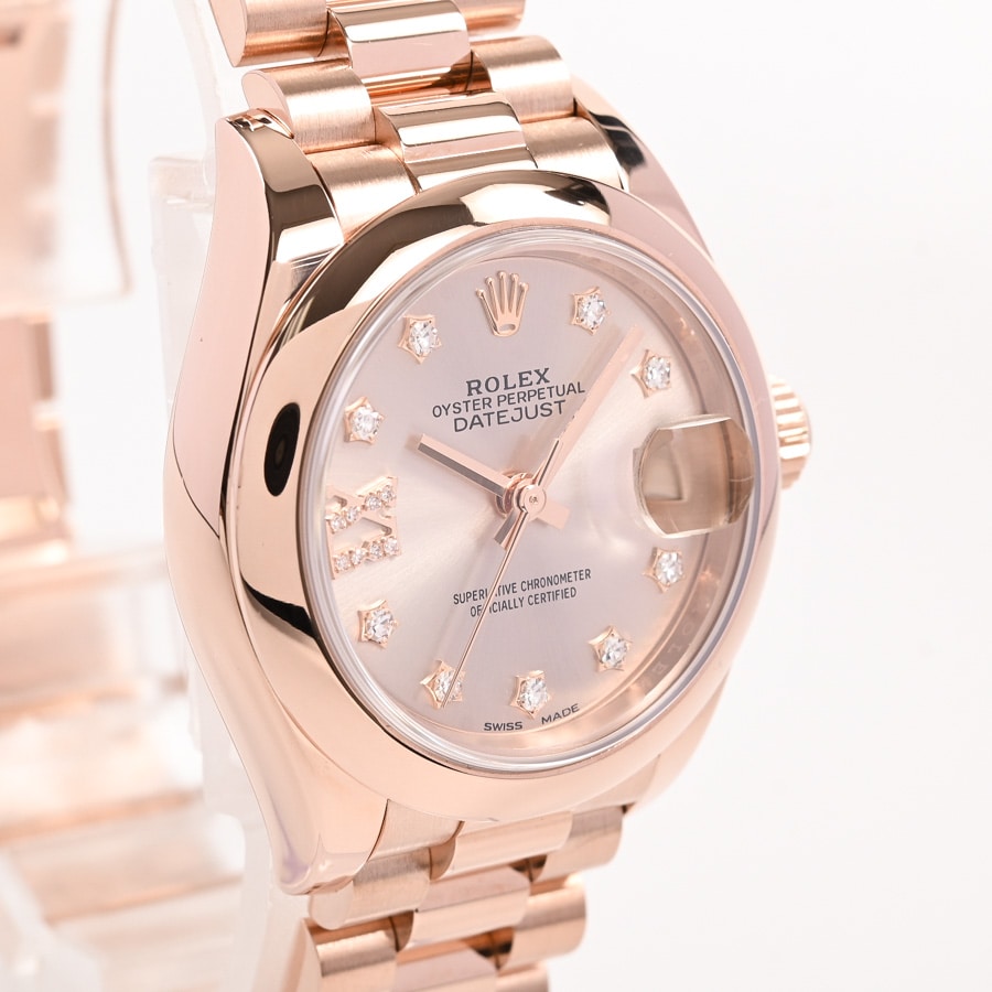 デイトジャスト28(ケース:約28mm/ブレスサイズ:約16cm ピンク IXダイヤ