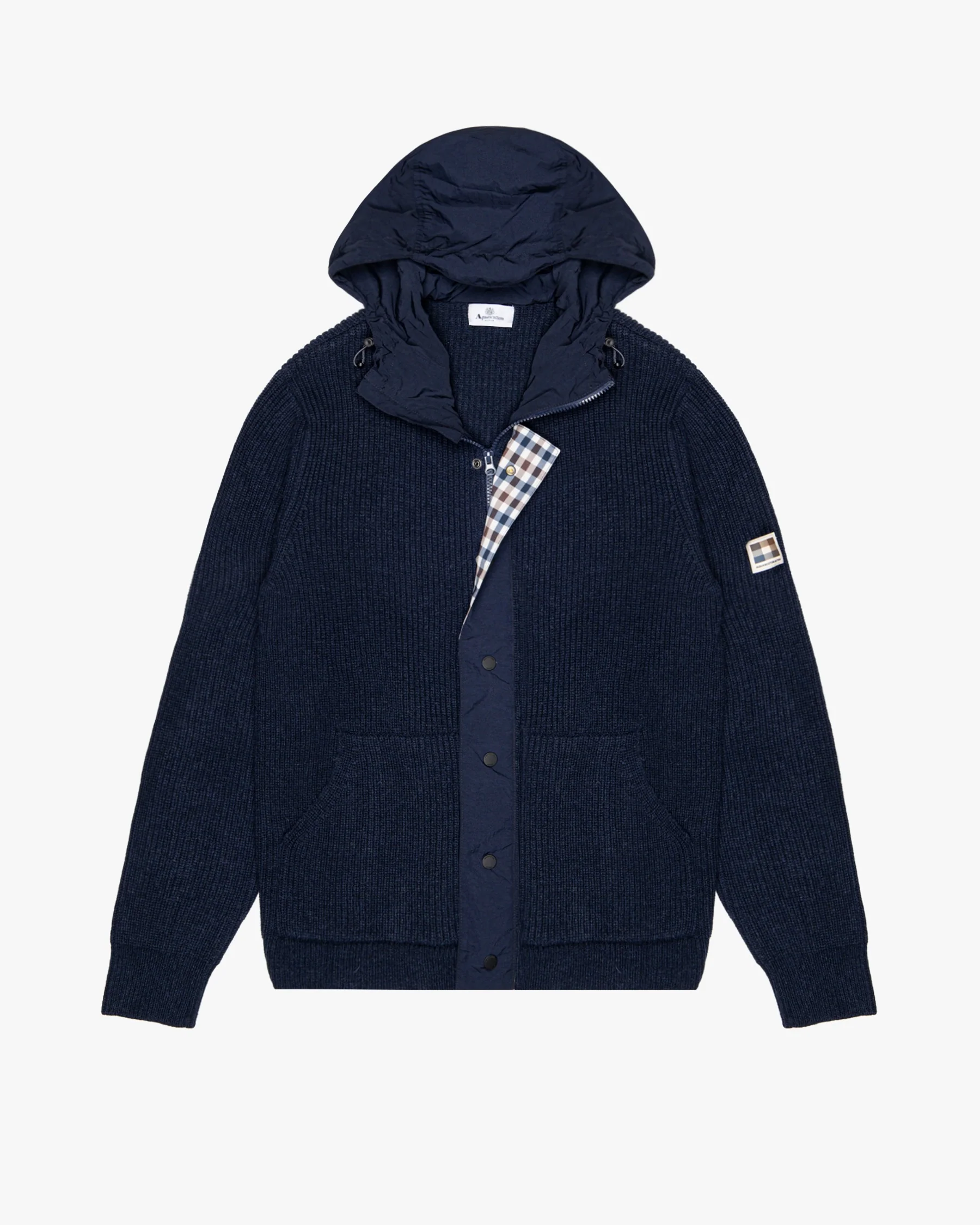 Aquascutum LAMBSWOOL HOODED FZ KNIT - Romanouomo