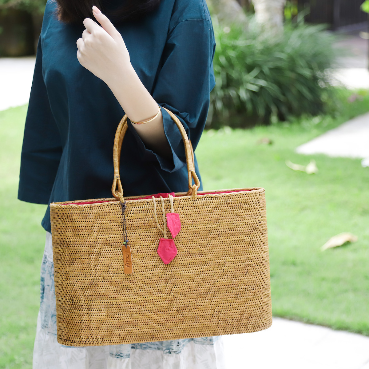 楕円バッグLLサイズ 巾着付きプレーン模様 (NAB699P) Rosily