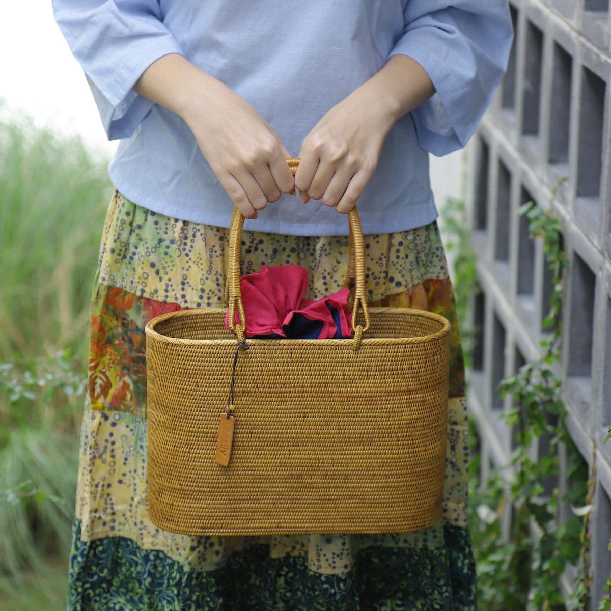 イカット リバーシブル巾着 Mサイズ (OPT972) Rosily(ロージリー) バリ