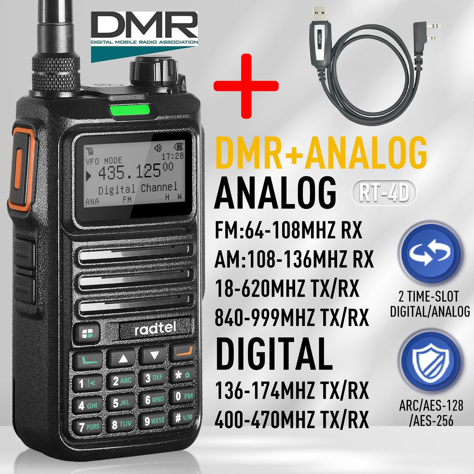Radtel RT-4D Digital DMR Walkie Talkie Dual Mode Analog Two Way