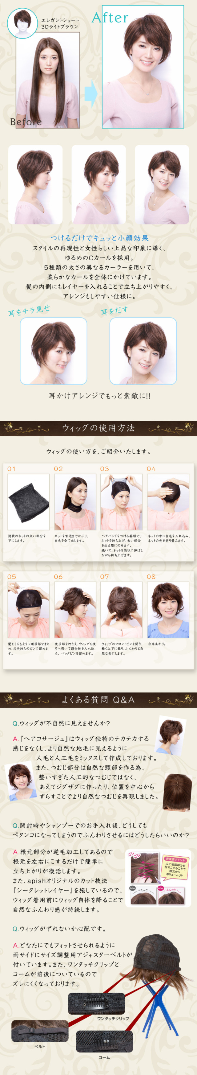 楽天市場】坂巻哲也 ヘアコサージュ フルウィッグ エレガントショート