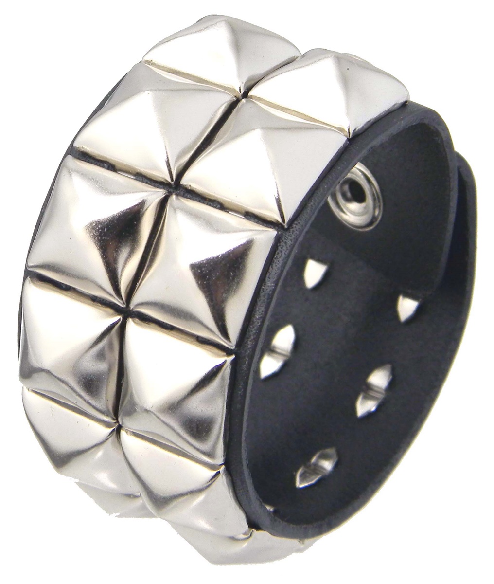 楽天市場】スタッズ ブレスレット リストバンド 本革 鋲 ブレス二連