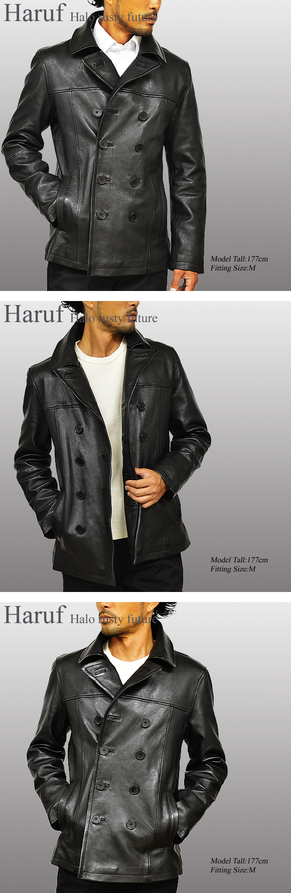 楽天市場】Baku 本革 ピーコート レザージャケット レザーコート