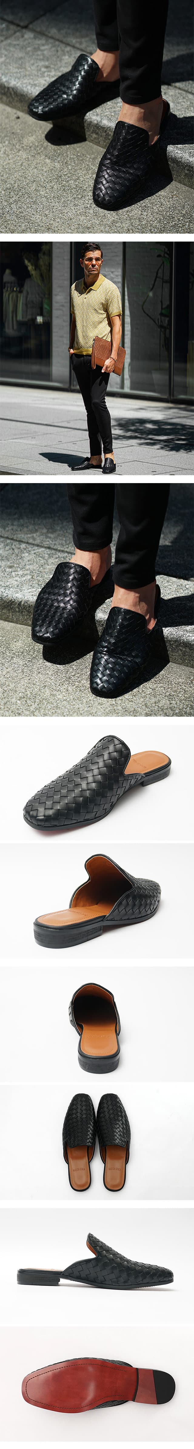 楽天市場】ミュール サンダル メンズ レザー 編み込み サンダル PU