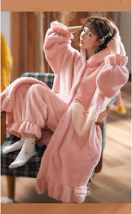 楽天市場】パジャマ レディース バスローブ 冬 フランネル ルーム