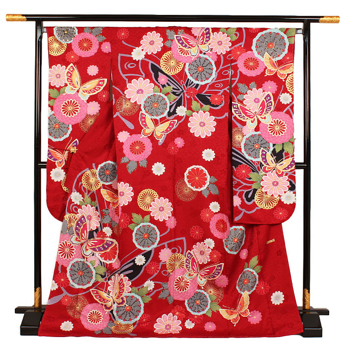 楽天市場】【レンタル】【振袖レンタル Kansai(山本寛斎) 赤 菊に蝶