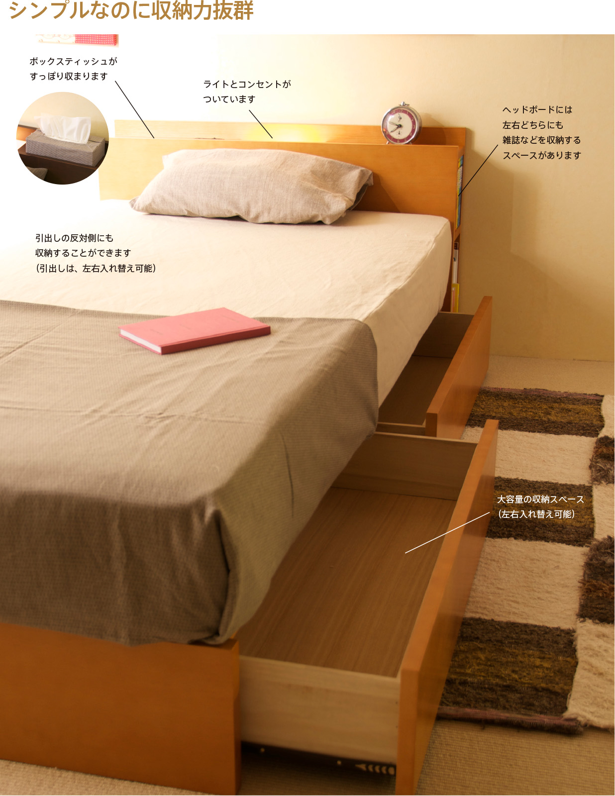 ベッド&ベビーベッド専門店『スリーピー』 「木製 収納付きベッド