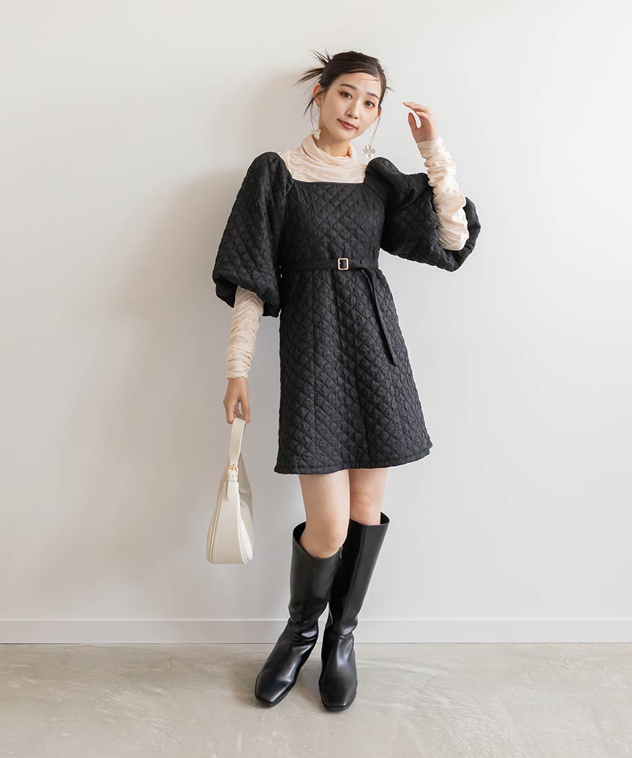 SALE】キルティングボリュームスリーブミニワンピースRANDA公式サイト