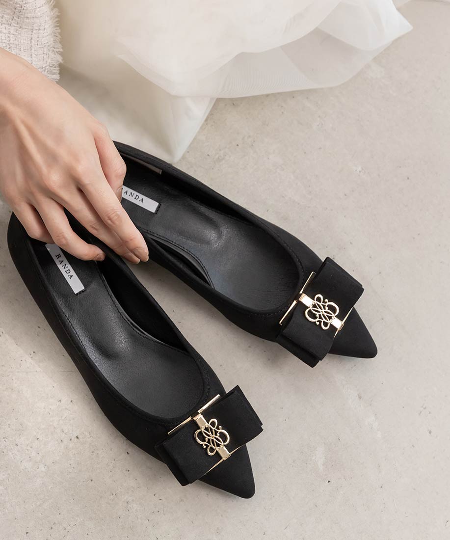 モノグラムパーツリボンフラットパンプスRANDA公式サイト