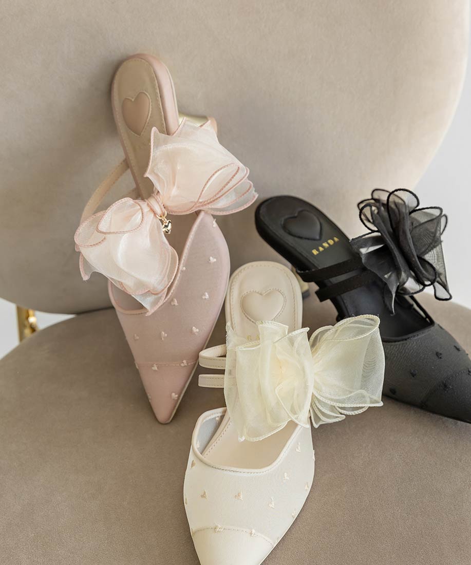 HEART COLLECTION】シフォンリボンハートミュールパンプスRANDA公式サイト