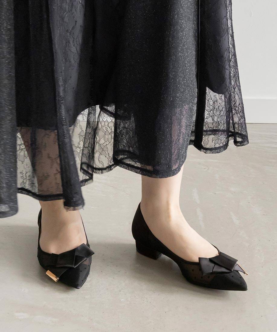 SALE】サテンリボンシアーフラットパンプスRANDA公式サイト