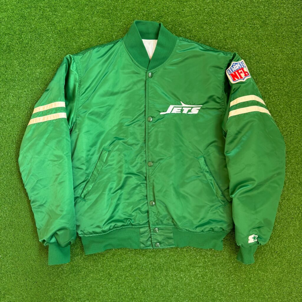80's New York Jets Starter Kelly Green NFL Satin Bomber Jacket
