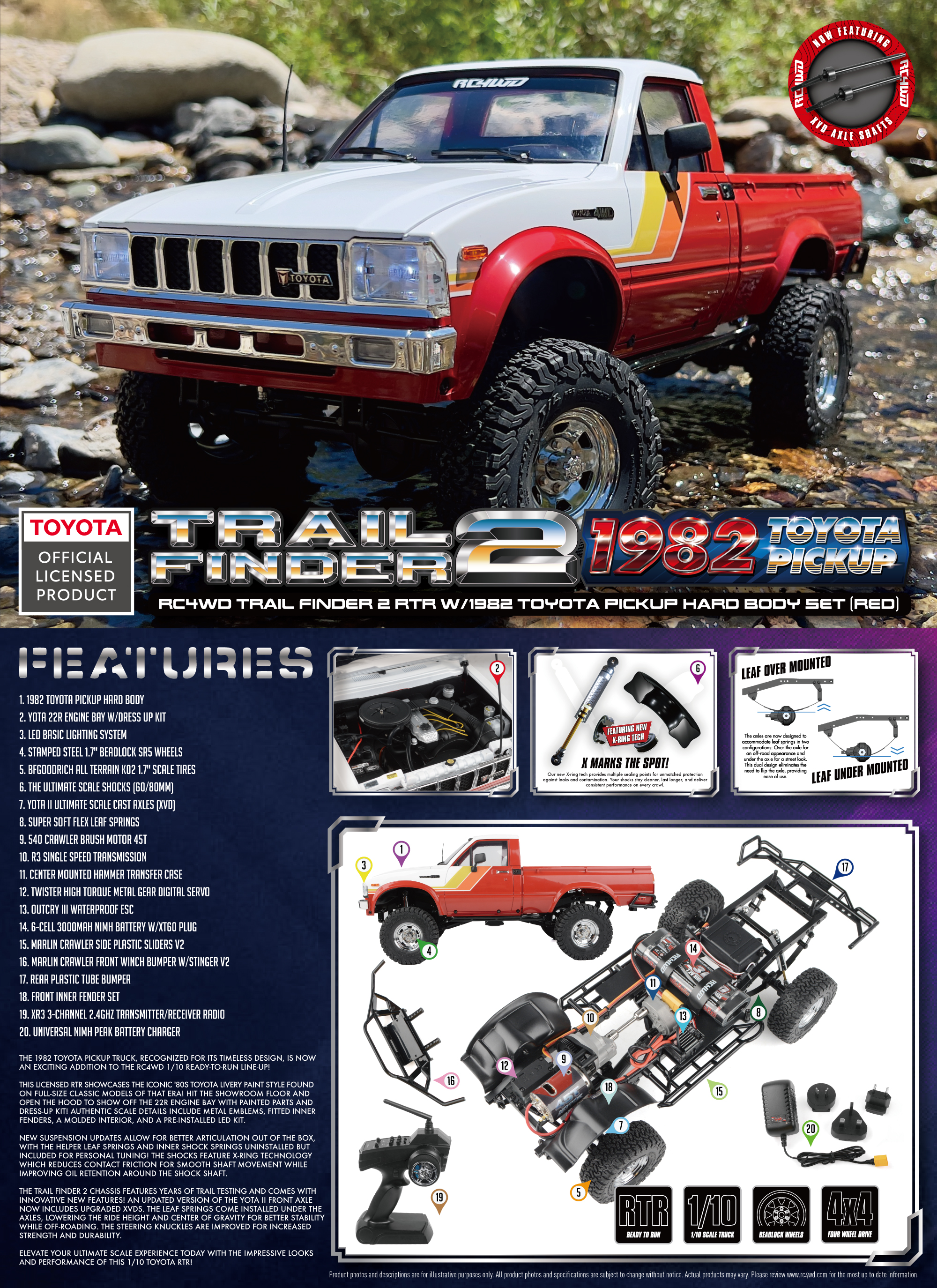 RC4WD Trail Finder 2 RTR w/1982 Toyota Pickup Hard Body Set