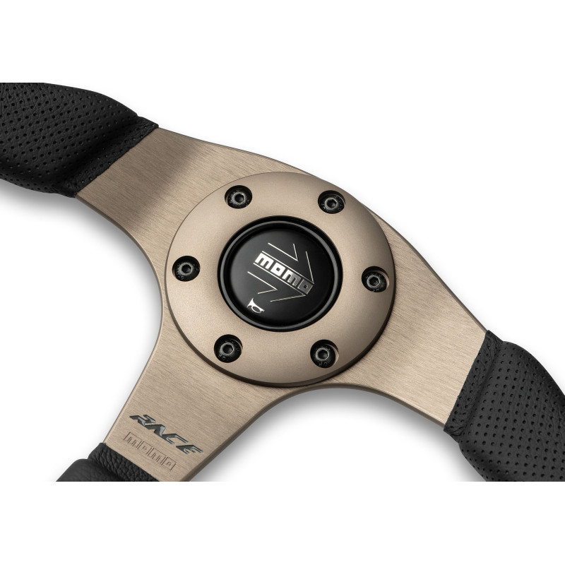 MOMO Race 2.0 Steering Wheel 350mm - Black Leather / Anthracite Spokes