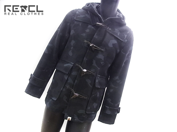 A BATHING APE/エイプ ウール混 ダッフルコート 迷彩/カモ柄 M