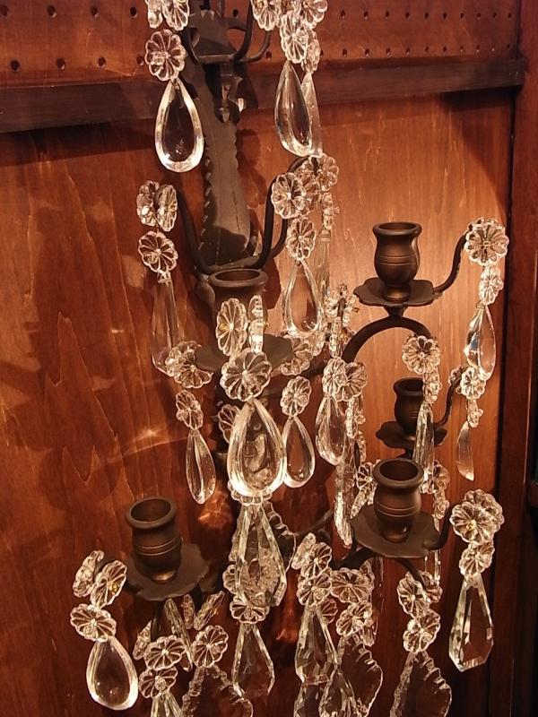 フランス製真鍮アンティーク燭台、ブラスキャンドルホルダー