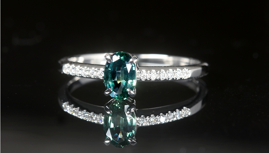 モンタナ産サファイア 0.5ct ダイヤモンド プラチナ リング(指輪