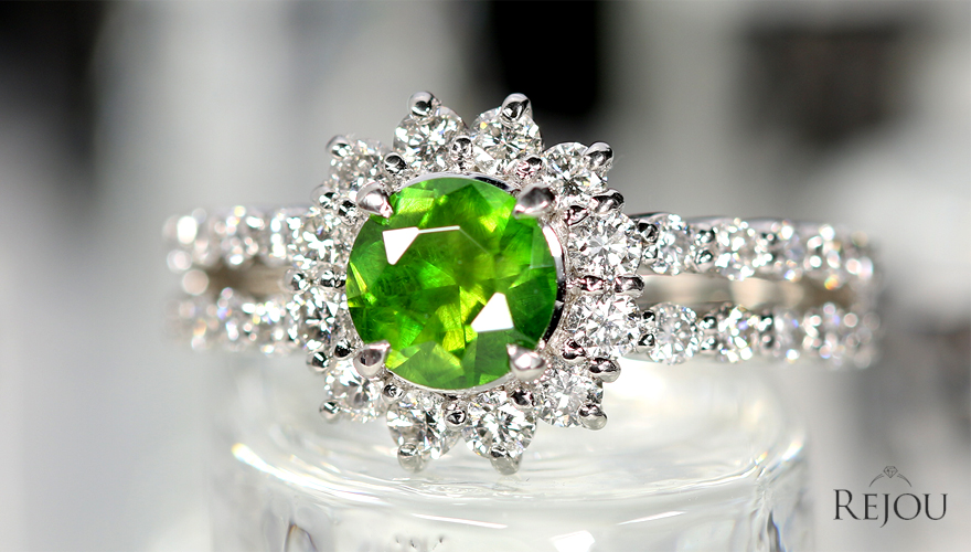 デマントイドガーネット 1.0ct ダイヤモンド 0.9ct プラチナ リング