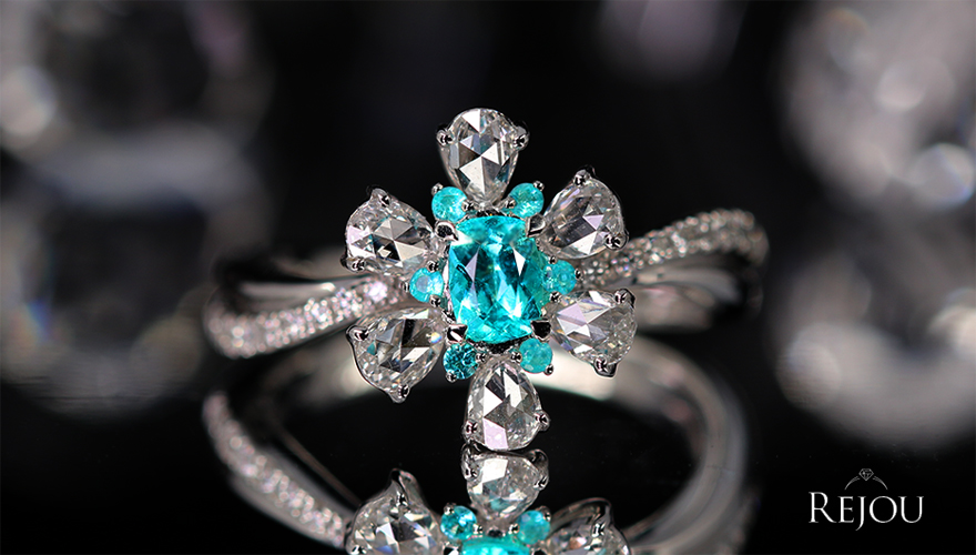 ブラジル産パライバトルマリン 0.27ct/0.05ct ローズカット