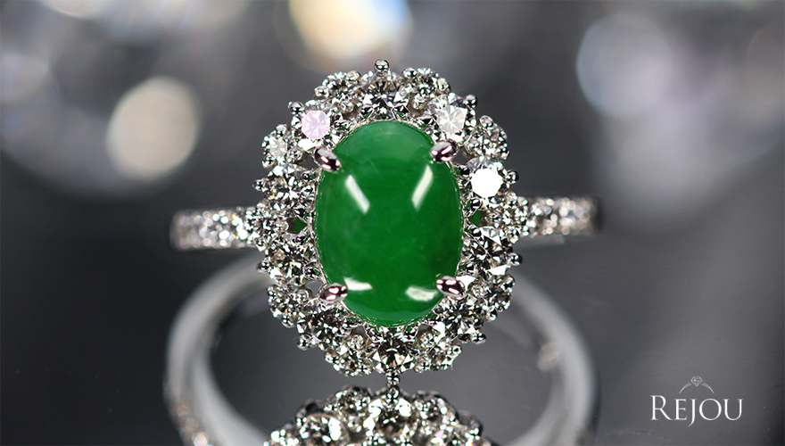 翡翠(ヒスイ) 1.75ct ハートアンドキューピッドダイヤモンド(H&C) 0.7