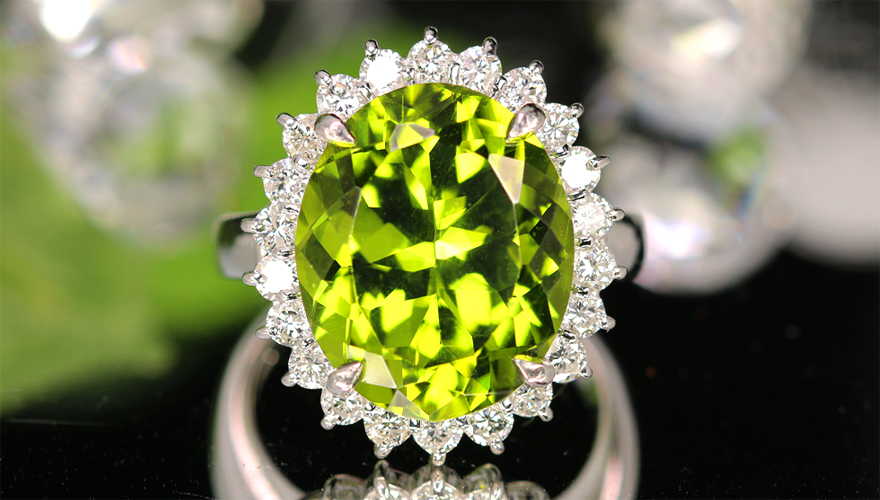 ペリドット 10ct ダイヤモンド 1.0ct プラチナ リング(指輪)【品質