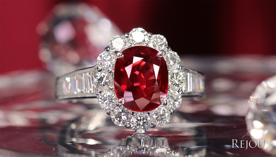 非加熱ピジョンブラッドルビー 2.4ct ダイヤモンド 1.2ct プラチナ