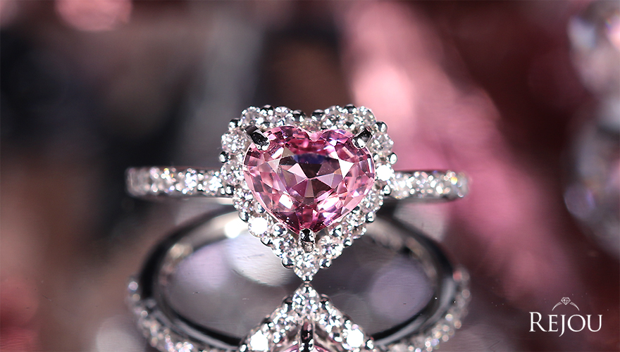 ハートシェイプピンクスピネル 1.4ct ダイヤモンド 約0.5ct プラチナ