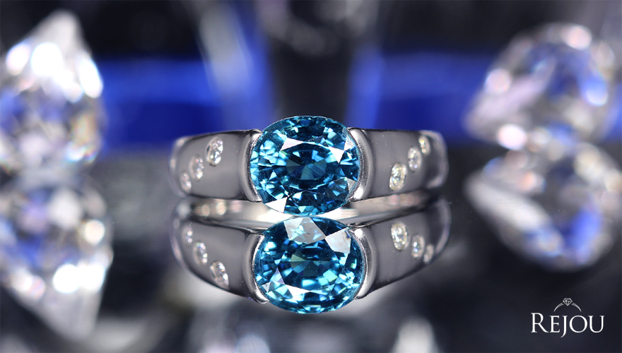 ブルージルコン 約4ct ダイヤモンド プラチナ リング(指輪)【品質