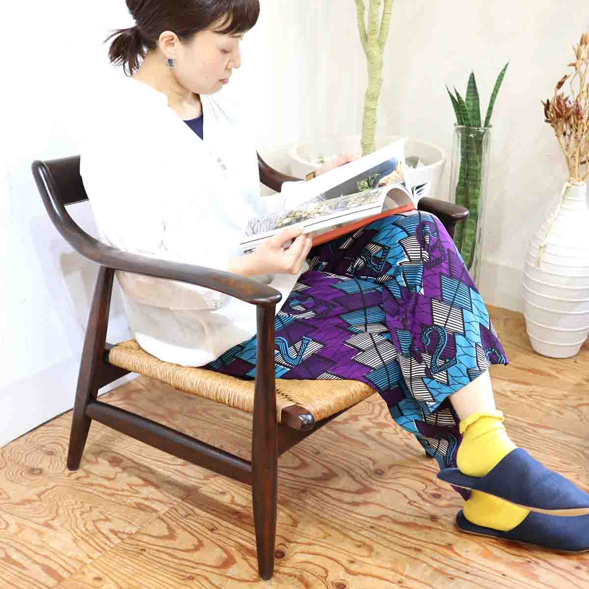 松本民芸家具 #77型 曲肘イス ラッシ 1人用 【1】 民芸イス 中古