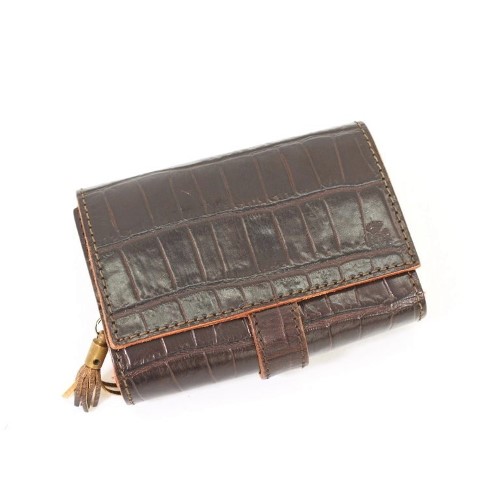 美品✨️定価8万 フェリージ コロコロ クロコ型押し レザーミニ財布