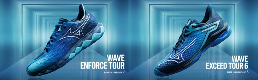 ミズノ テニスシューズ ウェーブエンフォースツアーOC ブルー×ホワイト