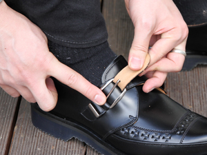 ジョージコックス4067ブラックレザー ブラックインターレース／ROCK