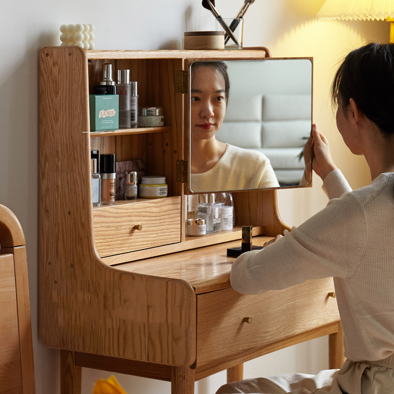 幅64テーブル 天然木 ドレッサー 鏡台 無垢材